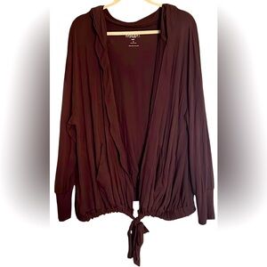 TORRID Solid Chocolate Brown Super Soft Open Front Hooded Cardigan, Sz 3X, GUC.
